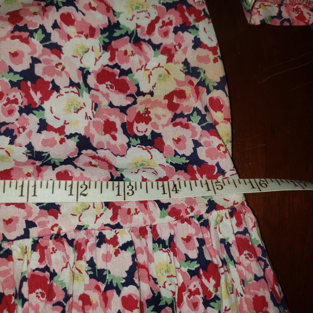 LAURA ASHLEY Vintage 80s Puff Sleeve Red Floral Button Up Dress 30" Waist 10 - Picture 6 of 14